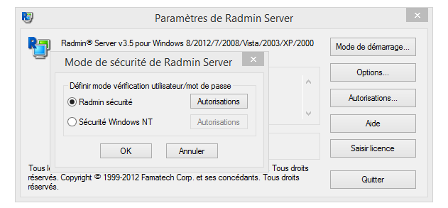 Sécurité Radmin Server